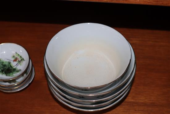 A set of Chinese Republic period porcelain tea and rice bowls and saucers